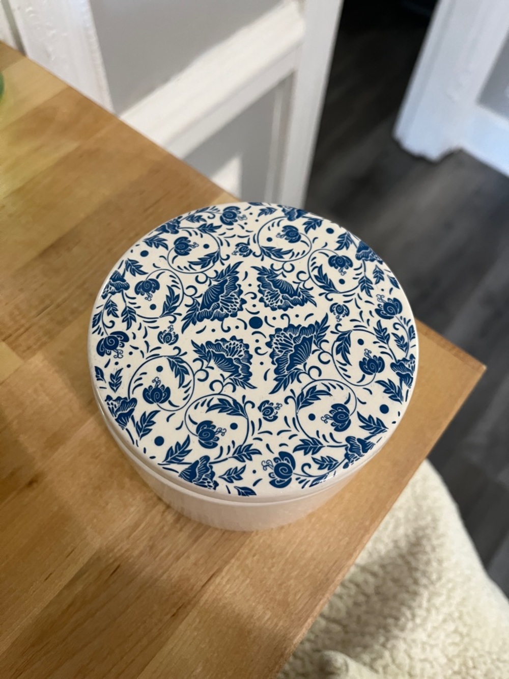 Blue Floral Ceramic Candle Jar with Lid